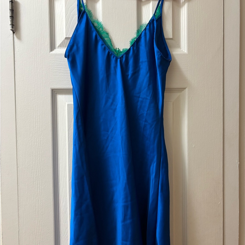 Zara Blue Chemise with Spaghetti Straps